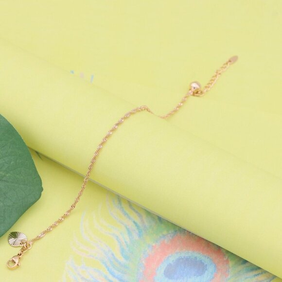 "Delicate Twist Chain Rose Gold Bracelet in Gold-Plated Brass, XPBL1110 - Picture 5 of 13